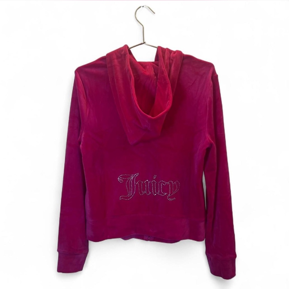 Juicy‎ Couture Velour Zip Hoodie Pink Rhinestone Logo NWT Size M - Picture 3 of 10